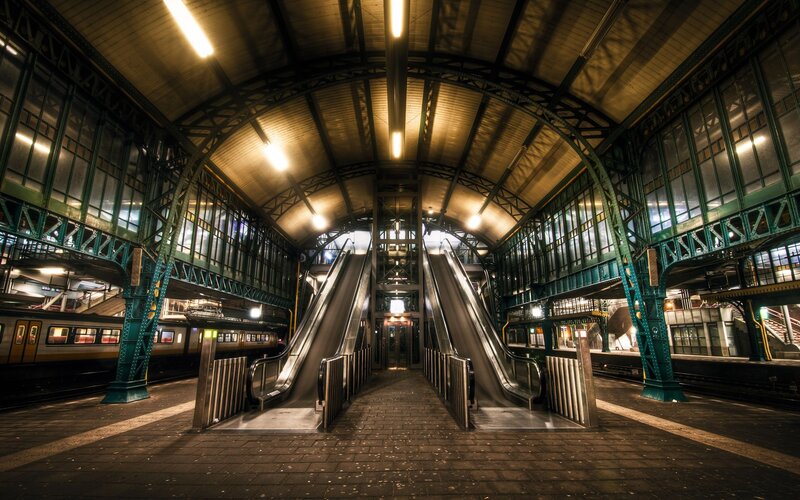Station with Escalators — Green
