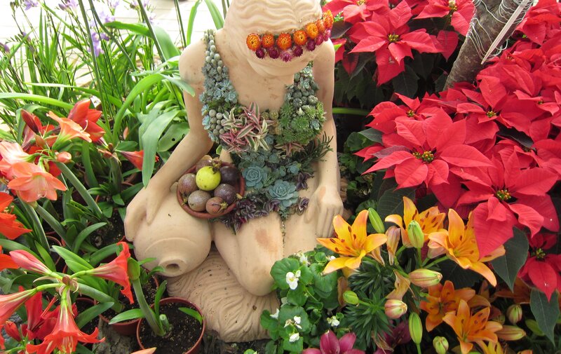 Statue Adorned with Plants