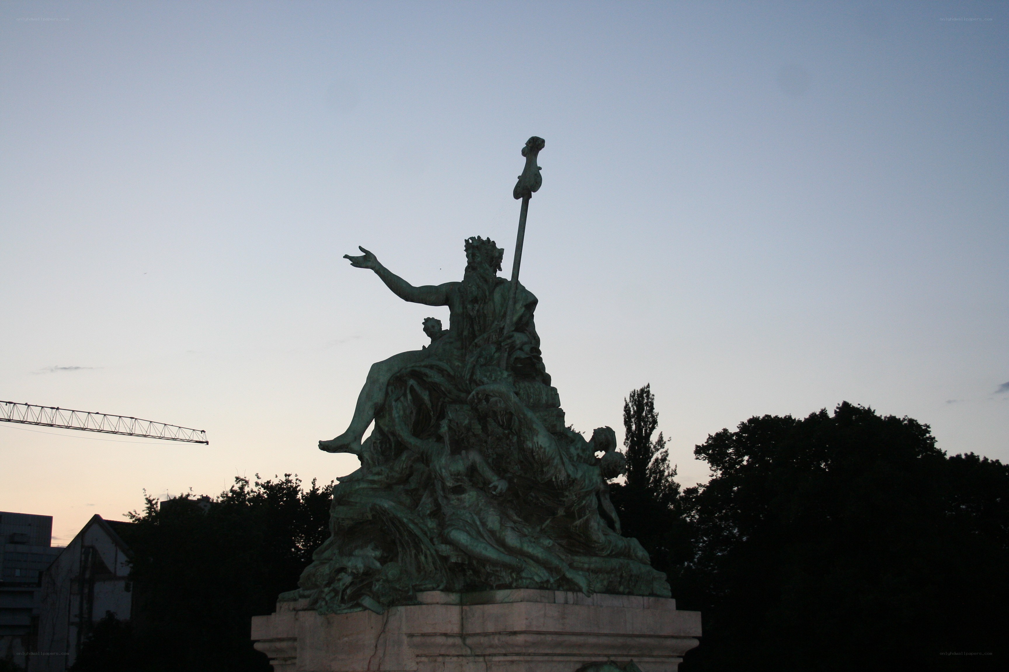statue at dusk