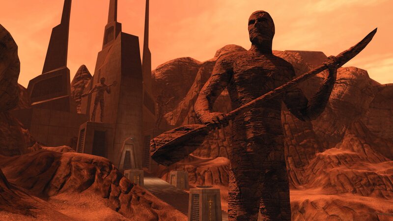 statue holding a spear