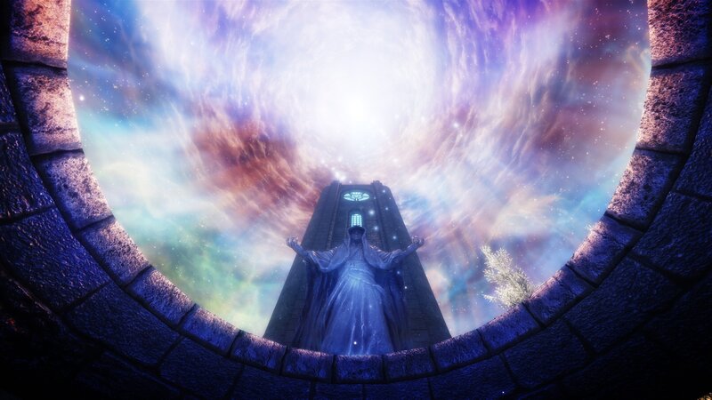 Statue in a celestial portal