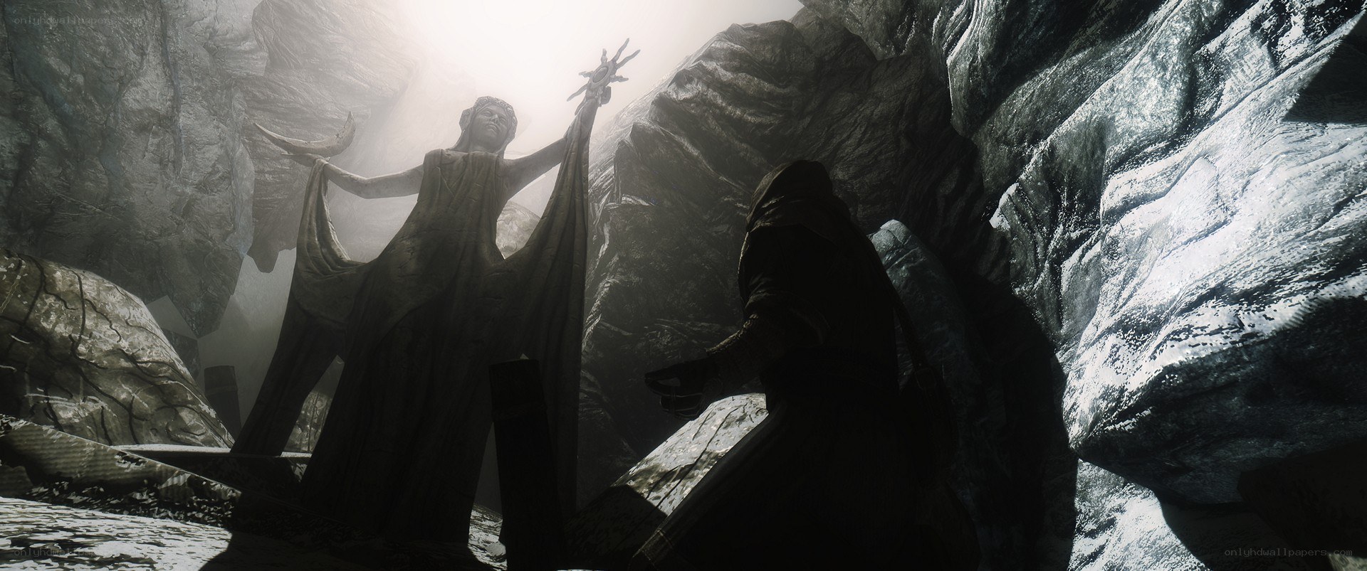 statue in a dark cave