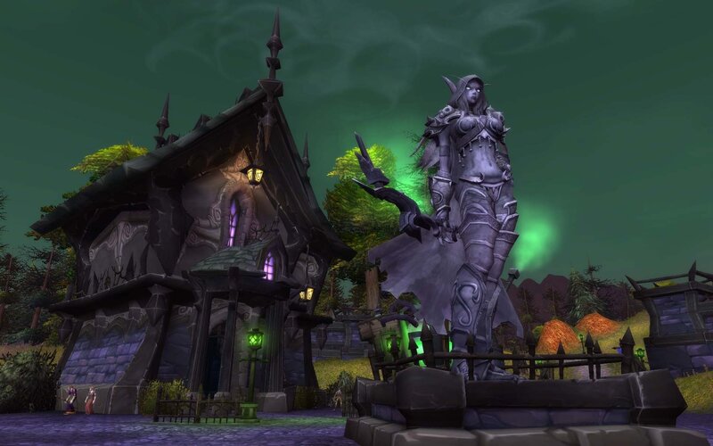 Statue in a fantasy village
