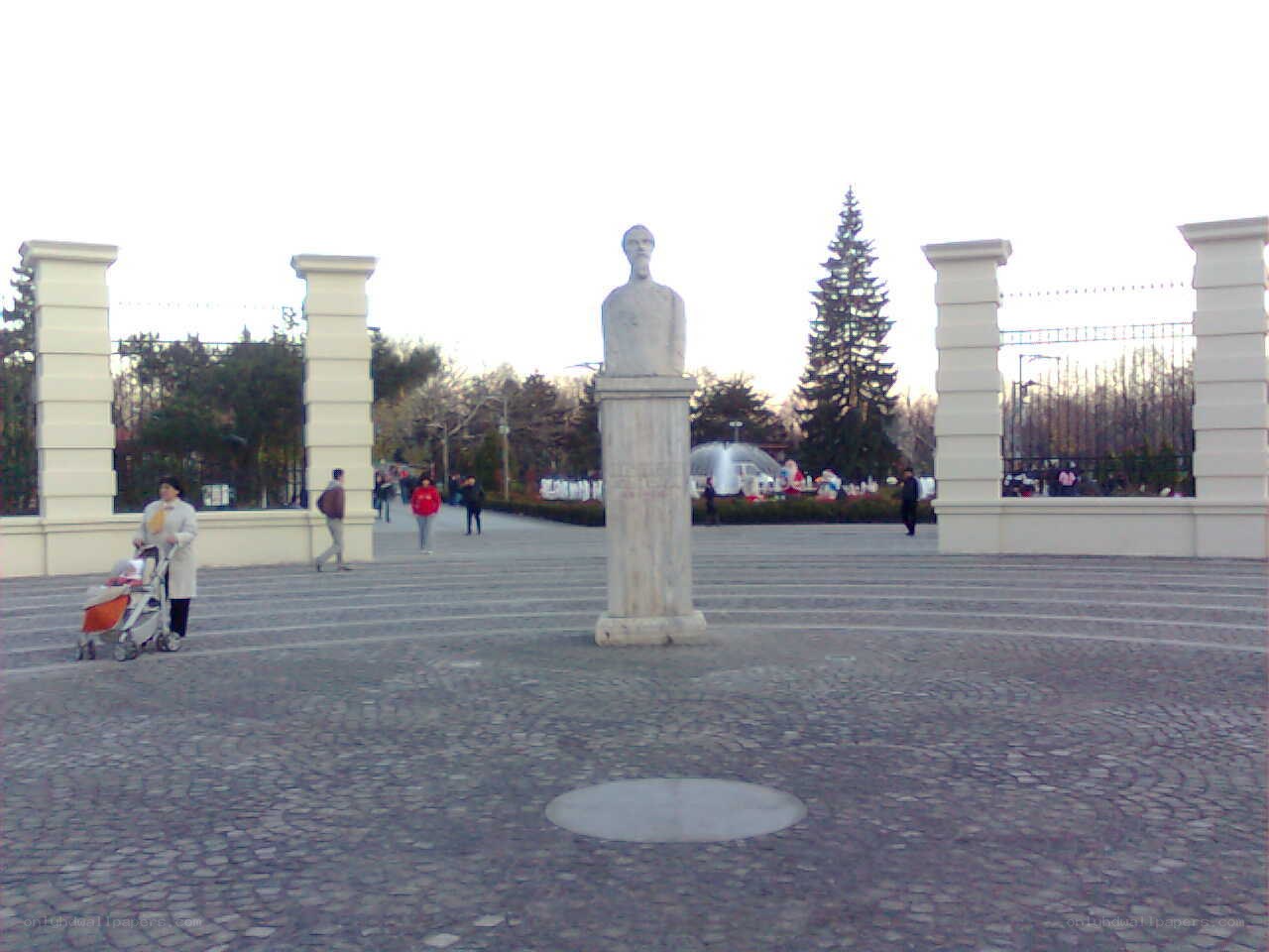 Statue in a park plaza
