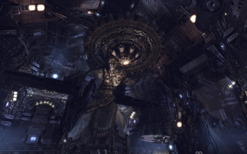 statue in a sci-fi temple