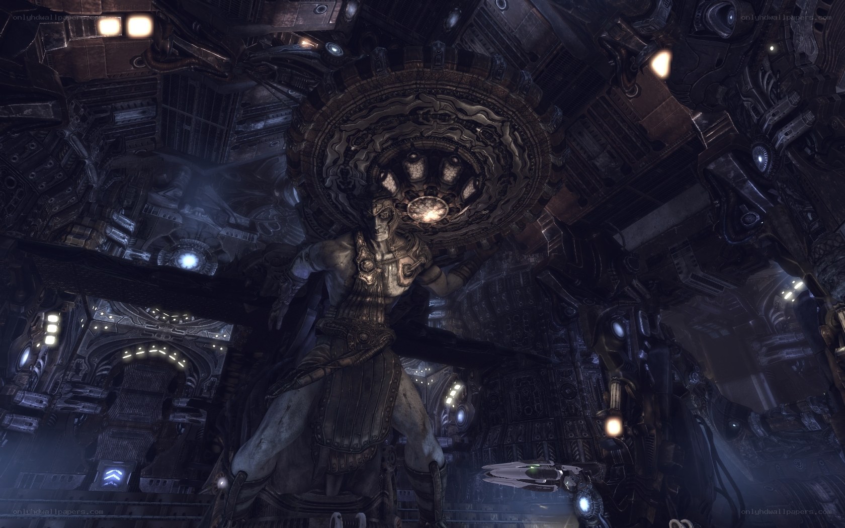statue in a sci-fi temple