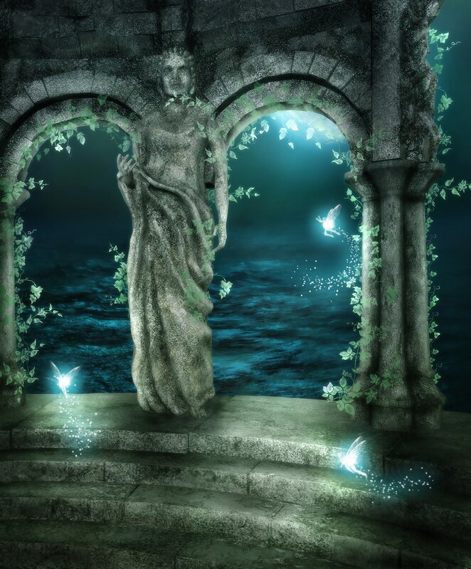 Statue in a stone archway