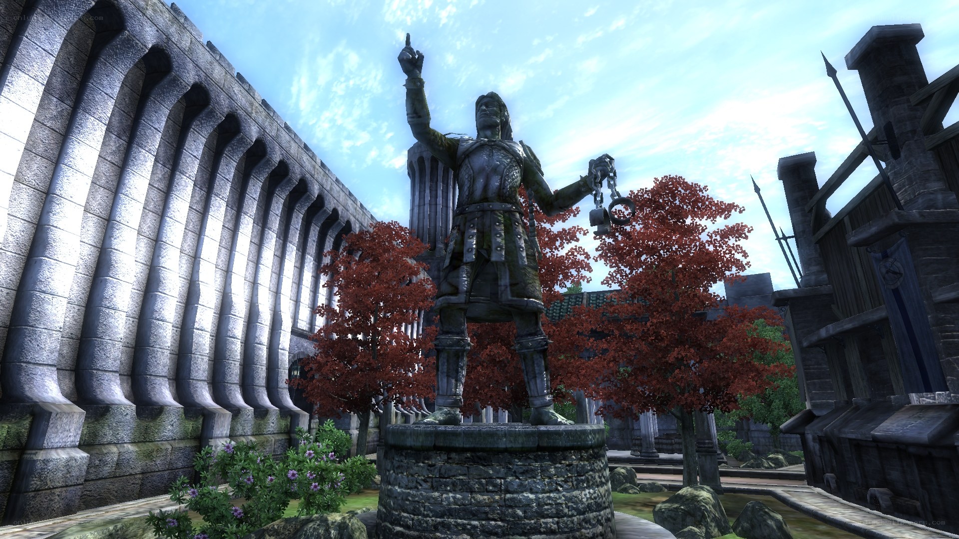 statue in a stone courtyard