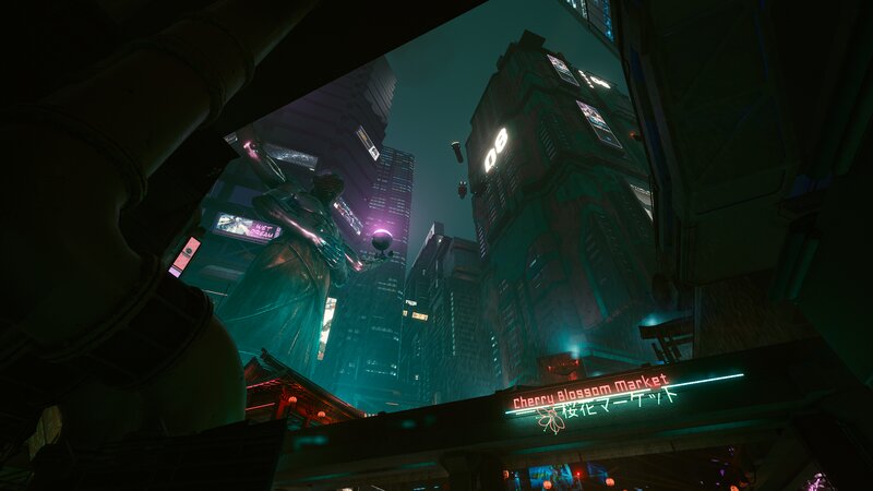 Statue in Cyberpunk City