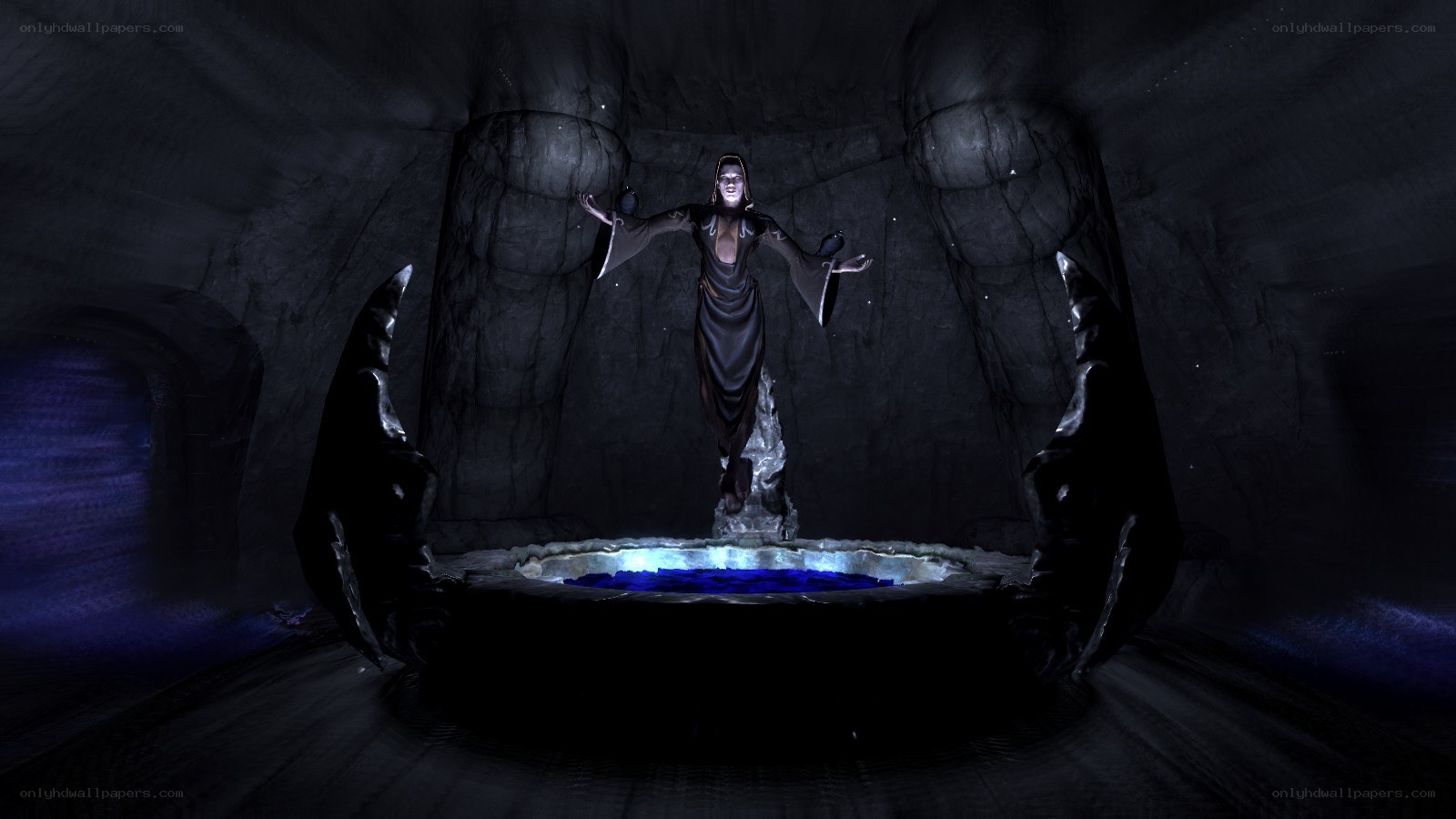 statue in dark cavern