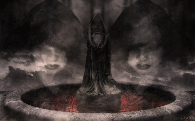 Statue in Fountain — Black