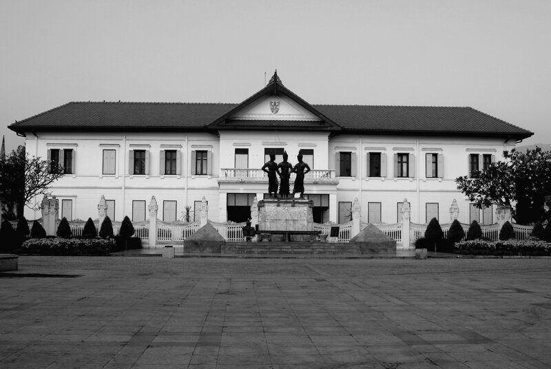 Statue in Front of Building — Black