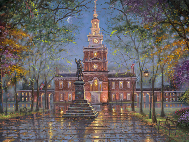Statue in Front of Building — Blue