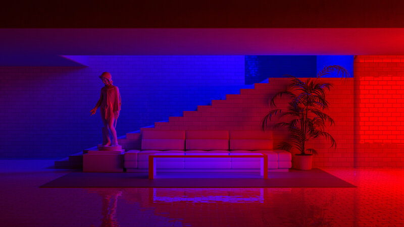 Statue in Modern Room