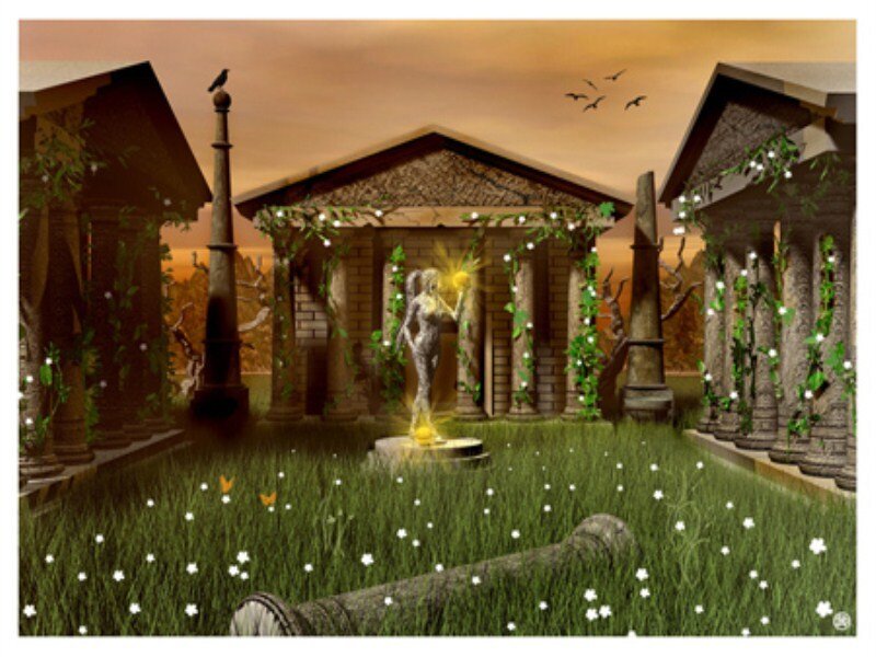 Statue in Overgrown Garden