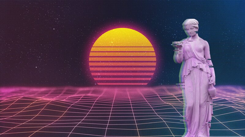 Statue in Retro Grid