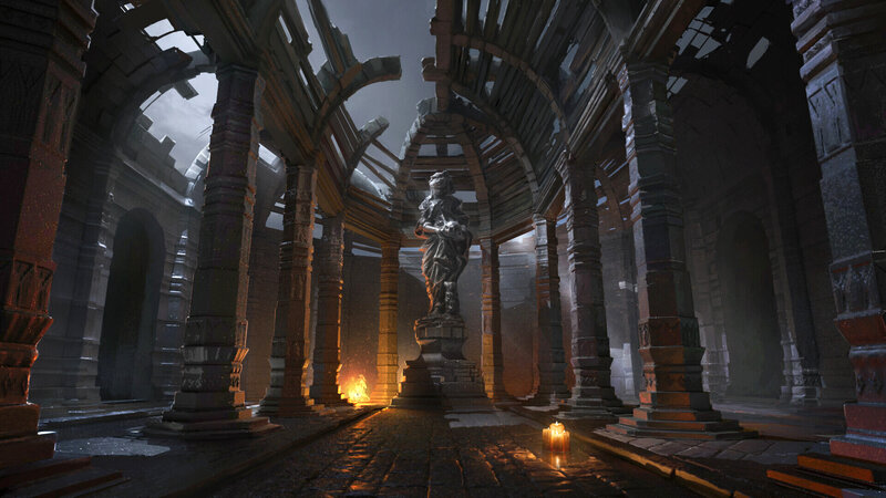 Statue in Ruined Hall