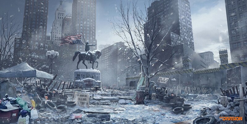 Statue in Snowy City