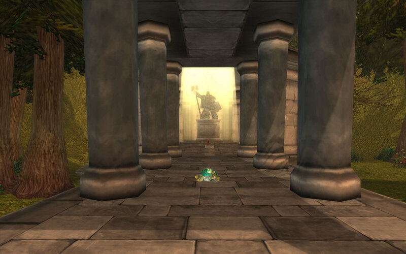 statue in stone corridor