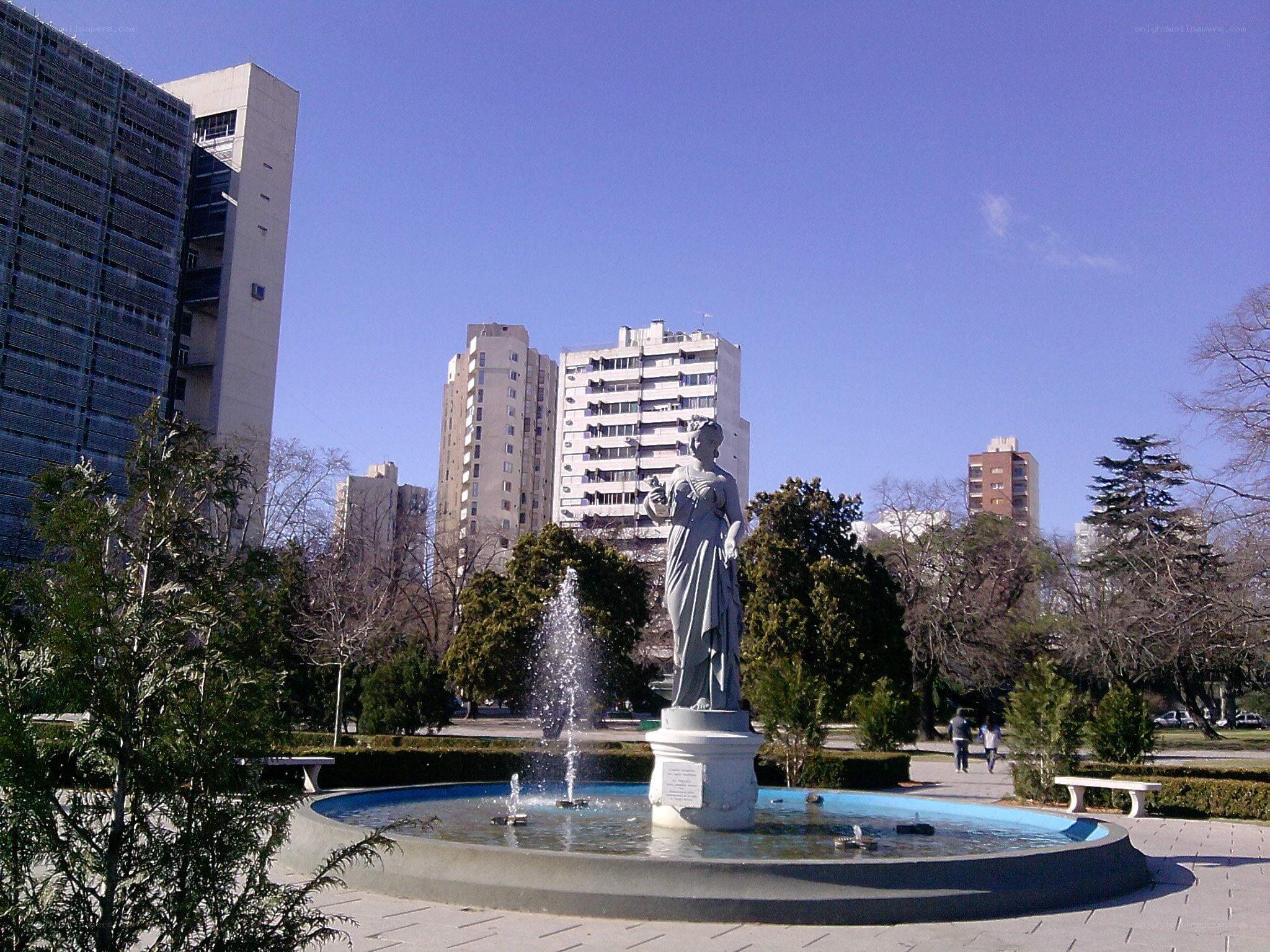 Statue in urban park