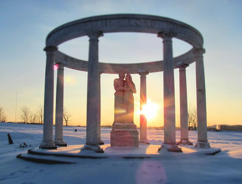 Statue in Winter Gazebo