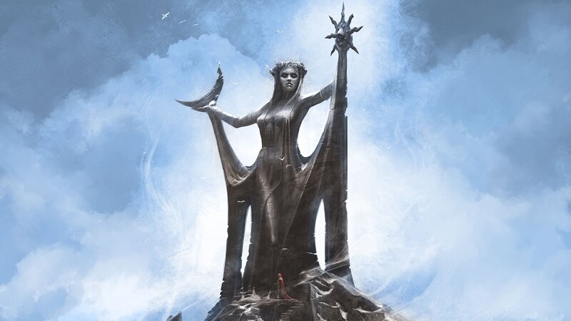 statue of a goddess with moon and star