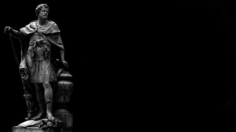 Statue of a Man — Black, Dramatic