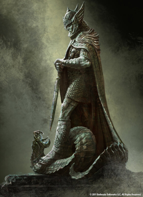 statue of a warrior with dragon