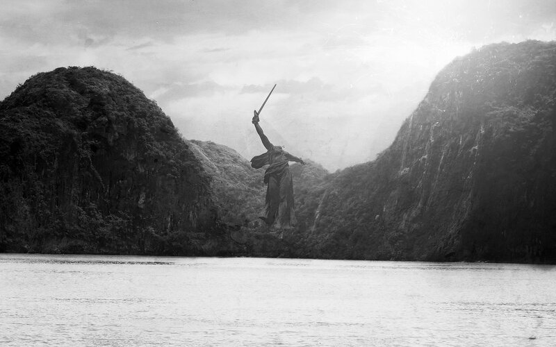 Statue of a warrior with sword