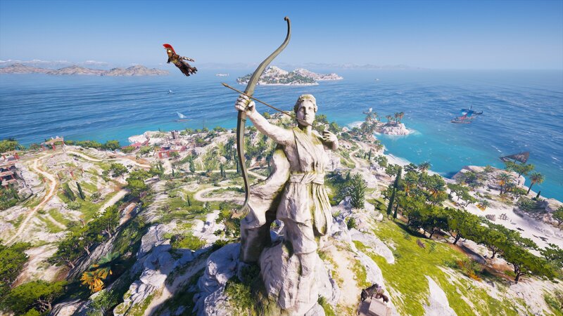 Statue of Archer on Cliff