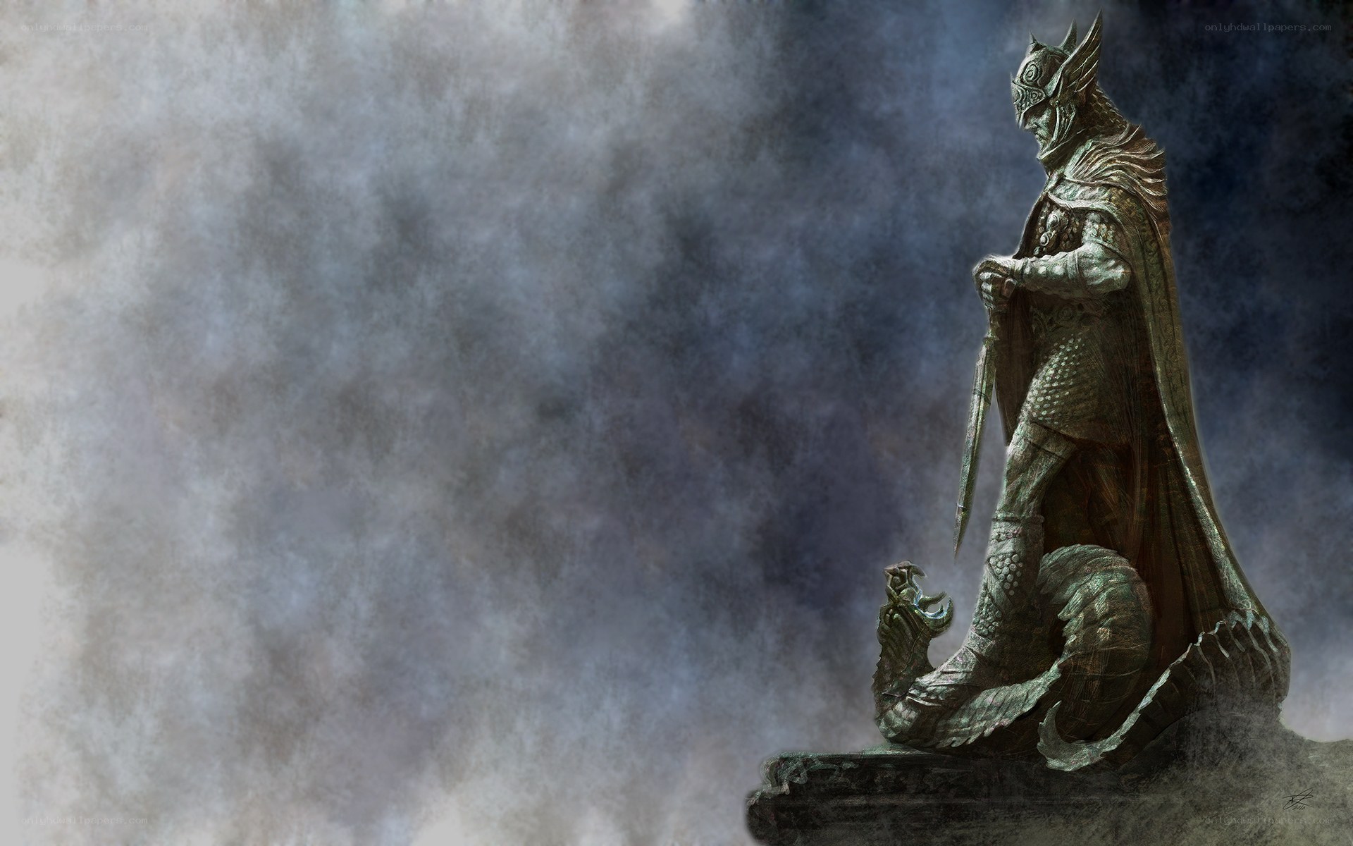 statue of armored warrior
