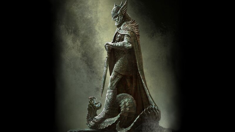 Statue of Armored Warrior — Gray, Dramatic