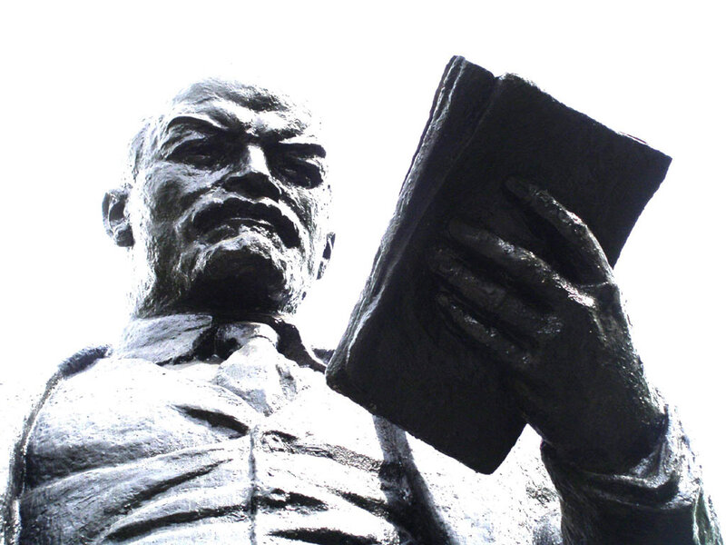 Statue of Lenin holding book