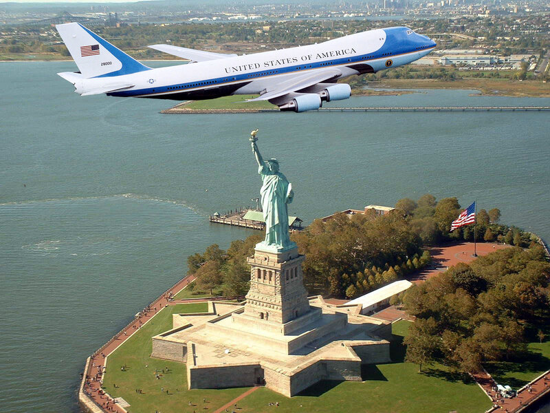 Statue of Liberty and Airplane