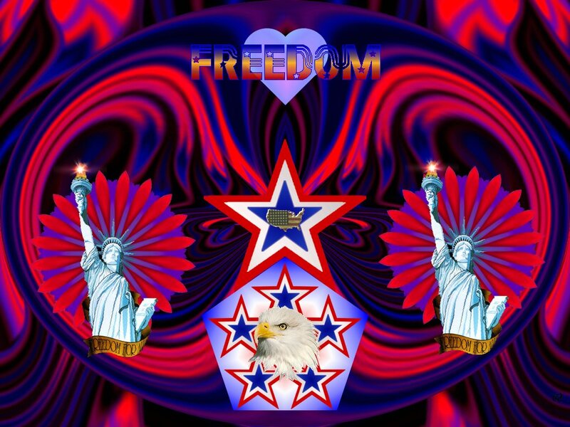 Statue of Liberty and Eagle — Red, Patriotic