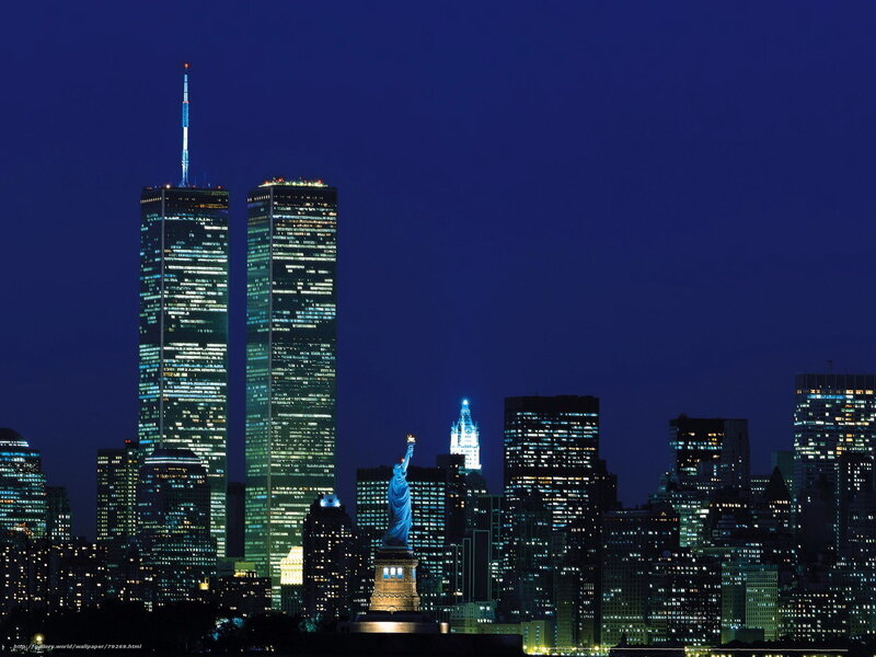 Statue of Liberty and Twin Towers