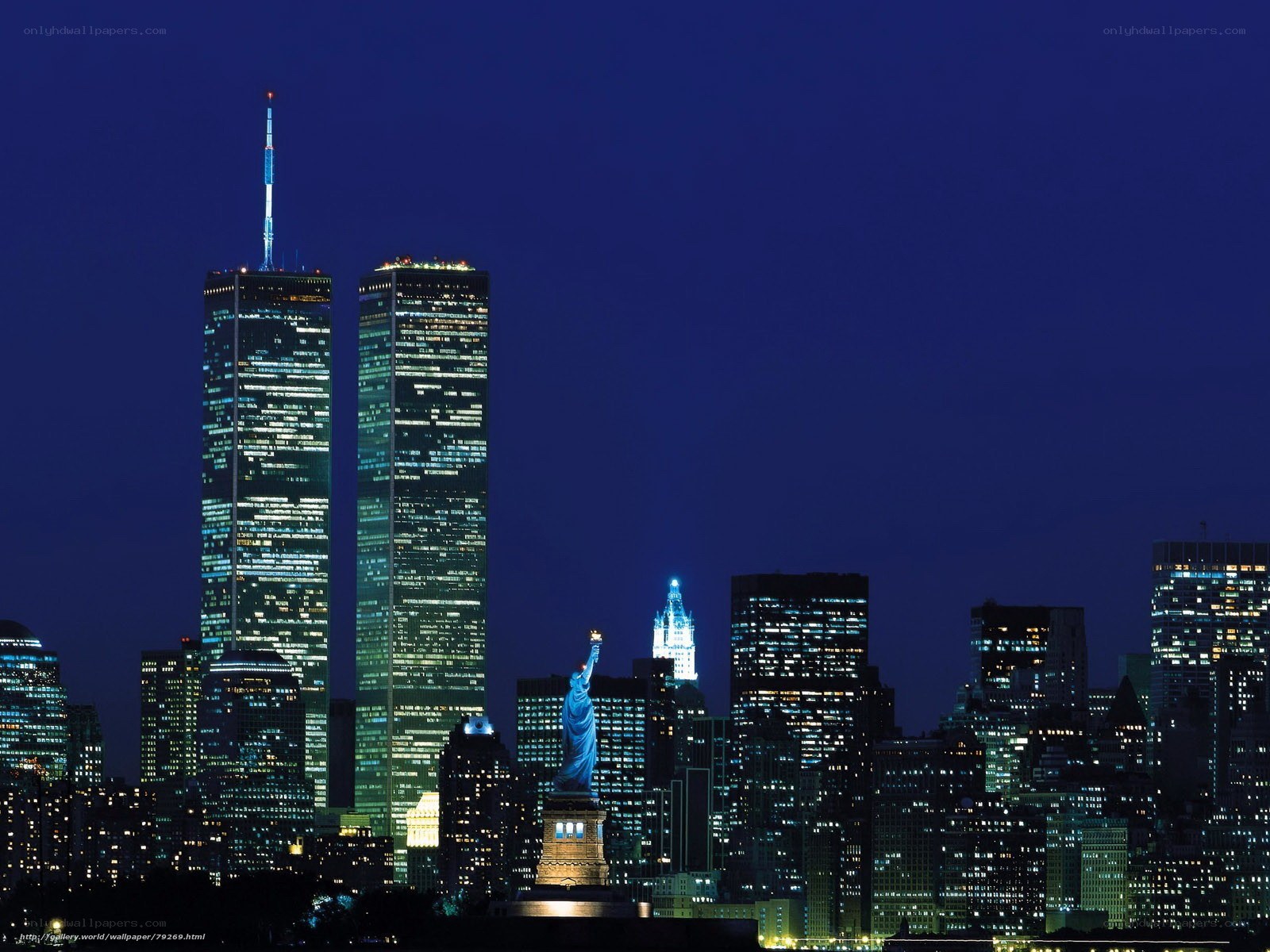 Statue of Liberty and Twin Towers