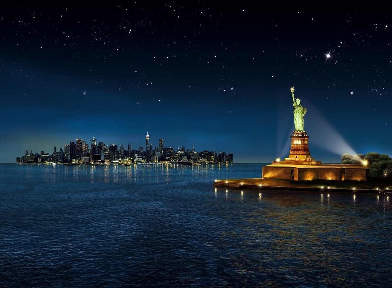 Statue of Liberty at Night — Blue