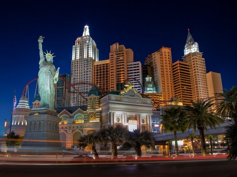 Statue of Liberty at night in Las Vegas
