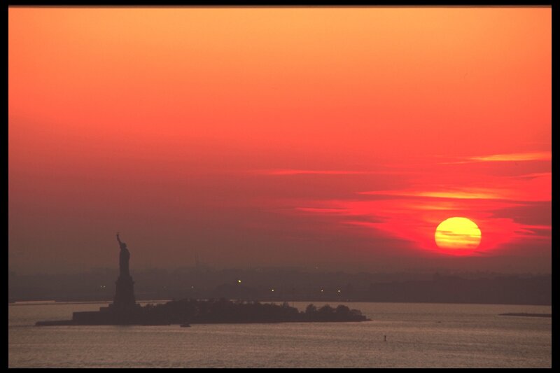 Statue of Liberty at sunset