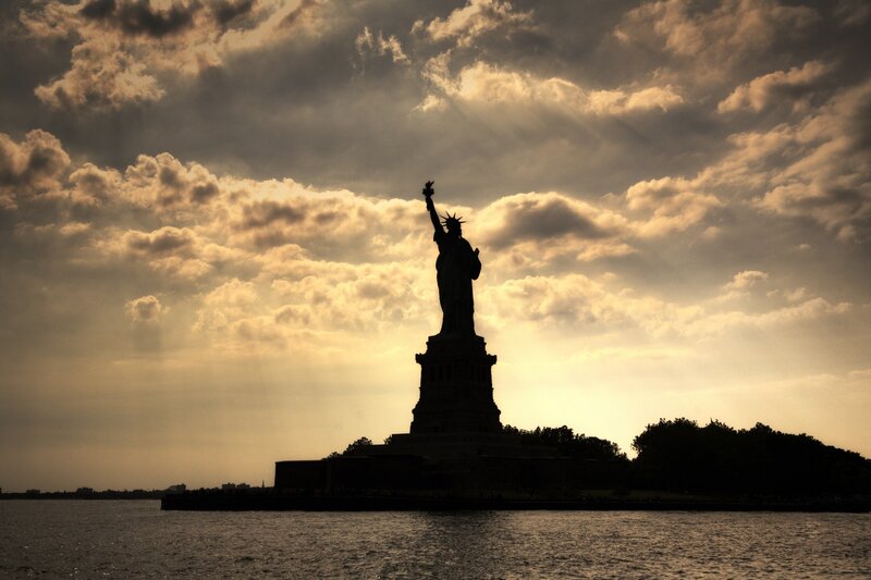 Statue of Liberty at sunset