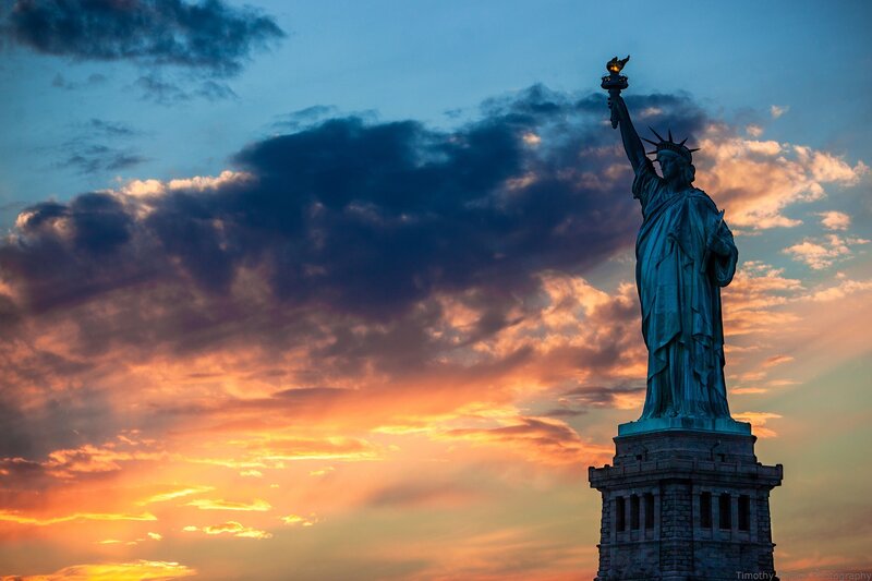 Statue of Liberty at sunset