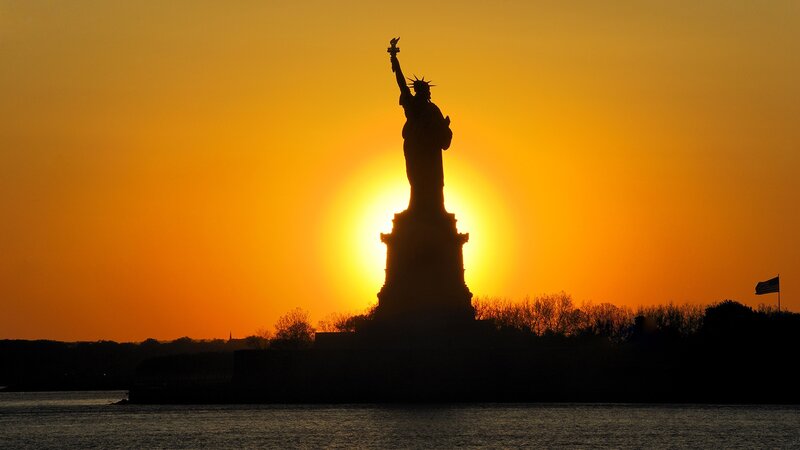 Statue of Liberty at sunset