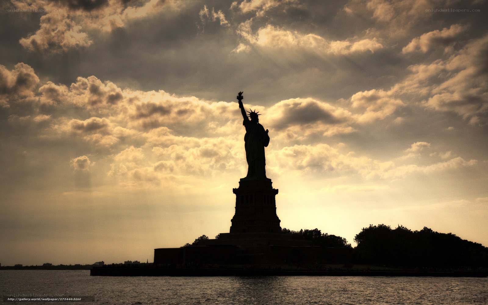 Statue of Liberty at sunset