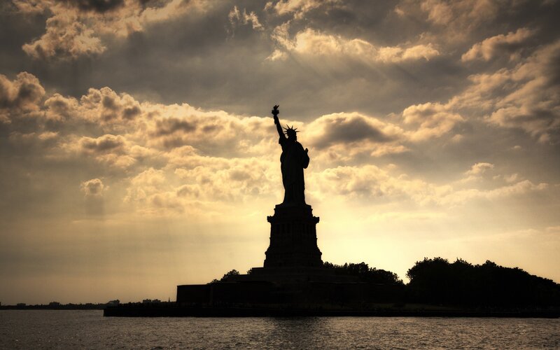 Statue of Liberty at sunset