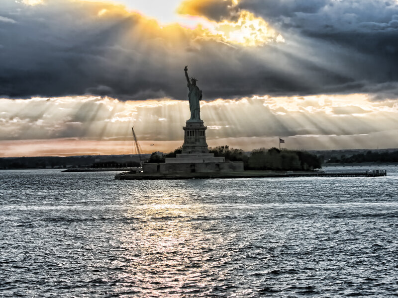Statue of Liberty at sunset