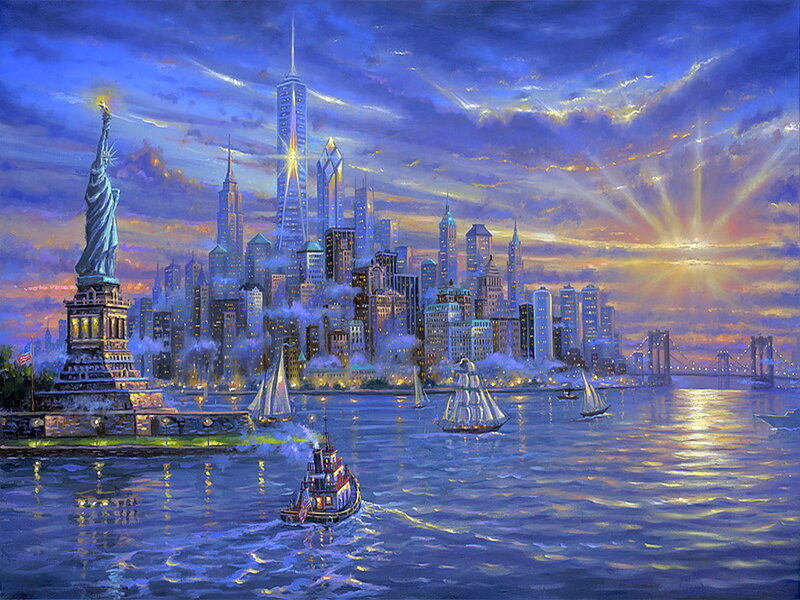 Statue of Liberty at Sunset — Blue