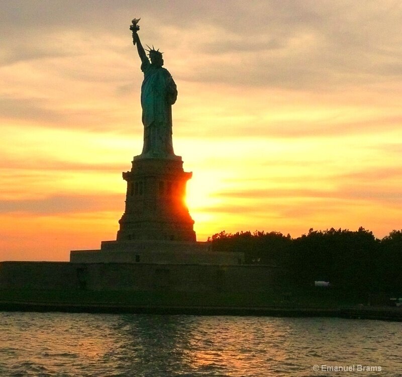 Statue of Liberty at Sunset — Orange