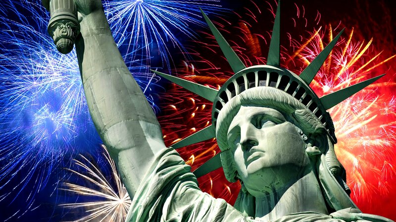 Statue of Liberty — Blue, Celebratory, Night, Photograph, Fireworks