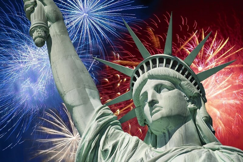 Statue of Liberty — Blue, Celebratory, Night, Photograph